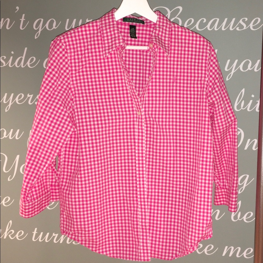 LAUREN LONG SLEEVE PINK CHECK TOP